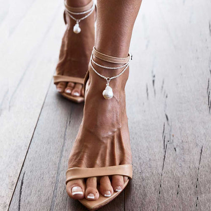 Beige Pointed Toe 3'' Stiletto Heel Buckled Ankle Strap Sandals