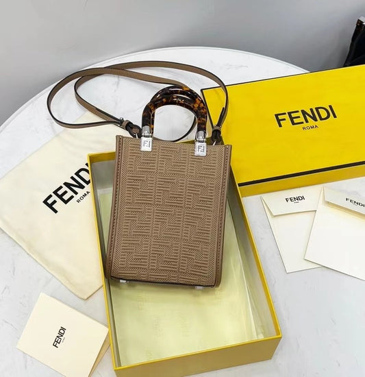 FI Mini Sunshine Shopper Beige For Women, Handbags, Shoulder And CrossBody Bags 7.1in/18cm FF 8BS051