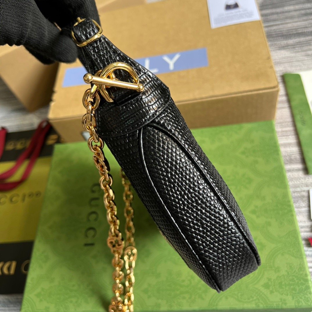 gg Jackie 1961 Lizard Mini Bag Black For Women, Women&#8217;s Bags 7.5in/19cm gg ‎675799 LUZ0G 1000