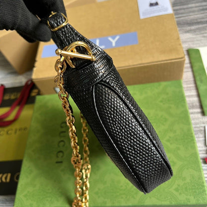 gg Jackie 1961 Lizard Mini Bag Black For Women, Women&#8217;s Bags 7.5in/19cm gg ‎675799 LUZ0G 1000