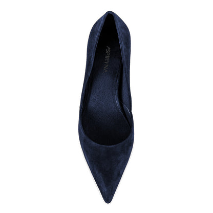 Faux Suede Pointed Toe Navy Blue Stiletto High Heels for Women
