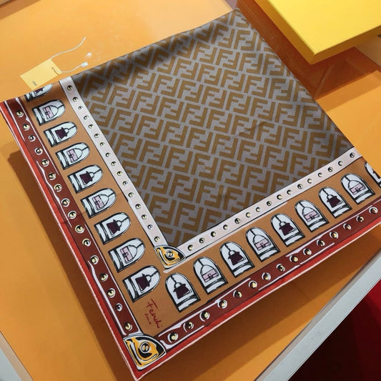 FENDI FF FOULARD BROWN 90CM FXT091AQD6F1N3I