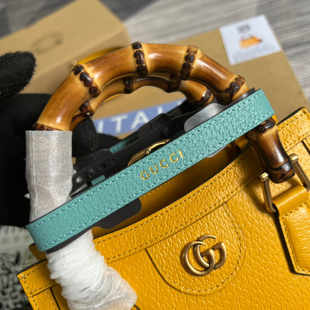 gg Diana Mini Tote Bag Yellow For Women, Women&#8217;s Bags 7.9in/20cm gg ‎702732 U3ZDT 7480