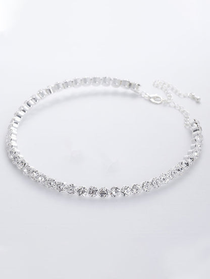 Elegant Rhinestone Choker & Earrings & Bracelet 3Pcs Set