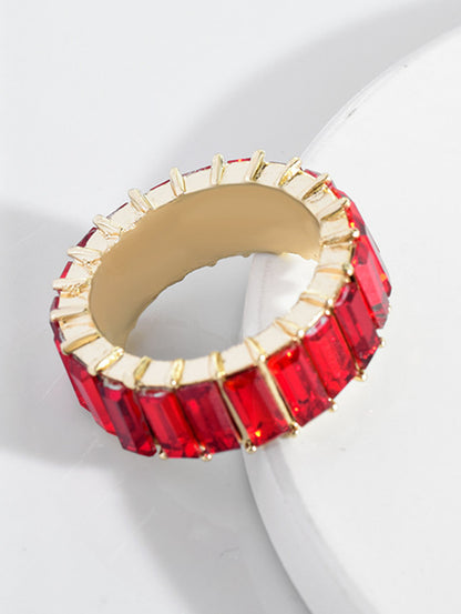Fashionable Multicolor Rhinestone Alloy Band Ring