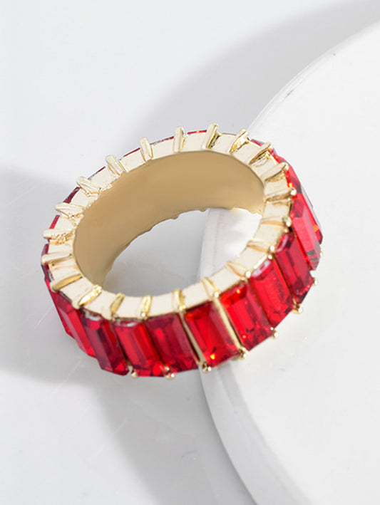 Fashionable Multicolor Rhinestone Alloy Band Ring