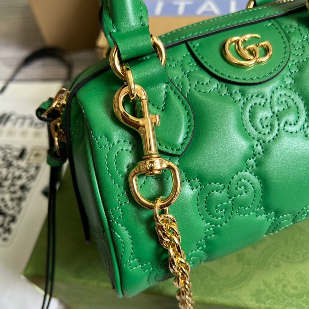 gg Matelasse Top Handle Bag Green For Women, Women&#8217;s Bags 7.5in/19cm gg 702251 UM8HG 3389