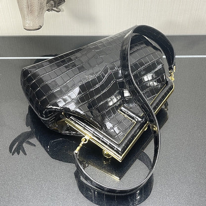 FI First Medium Black Crocodile Bag For Woman 32.5cm/13in