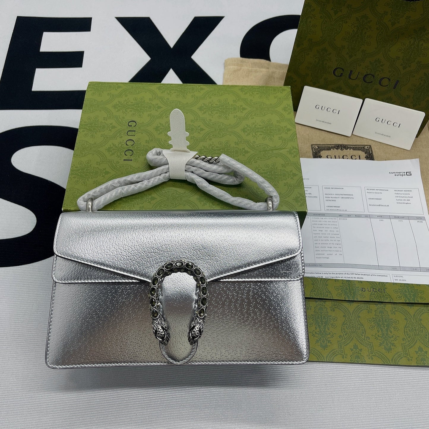 gg Dionysus Small Shoulder Bag Silver For Women, Women&#8217;s Bags 10in/26cm gg 499623 1TRBN 8173