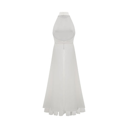 Inés halterneck layered long dress