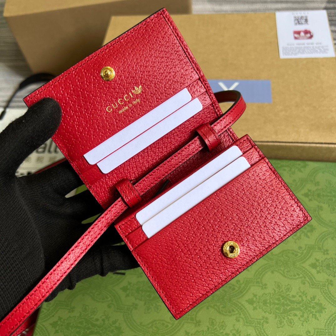 gg x Adidas Card Case With Horsebit Red For Women, Women&#8217;s Bags 4.2in/11cm gg‎