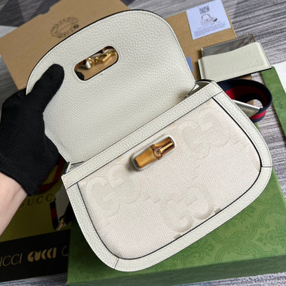 gg Bamboo 1947 Medium  Top Handle Bag White For Women, Women&#8217;s Bags 10.2in/26cm gg