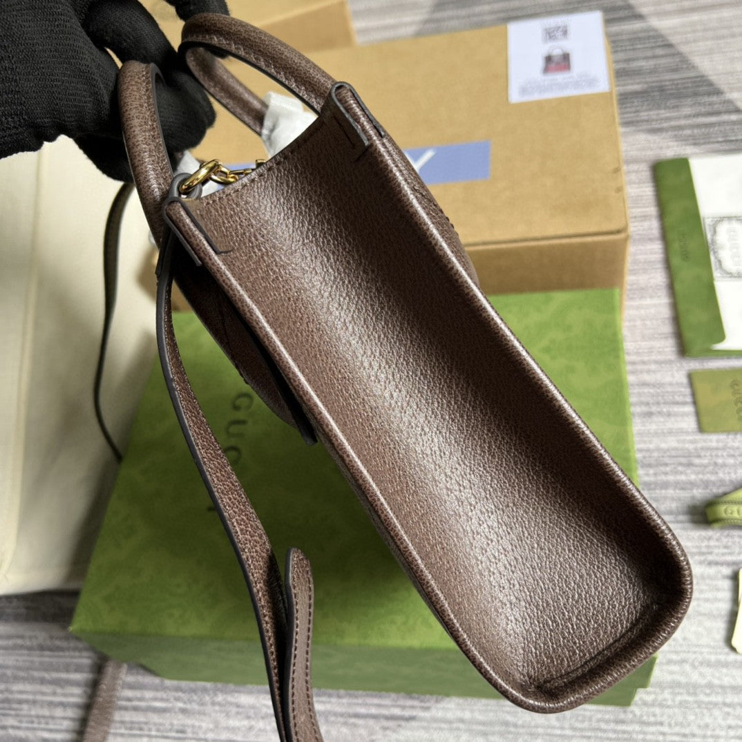 gg Tiger gg Mini Tote Bag Beige And Ebony gg Supreme Canvas Brown 7.8in/20cm gg 671623 US7EC 9396