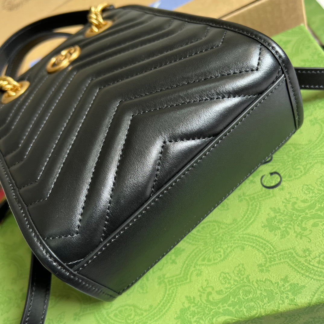 gg Marmont Matelasse Mini Bag Black For Women, Women&#8217;s Bags 7.5in/19cm gg ‎696123 DTDHT 1000