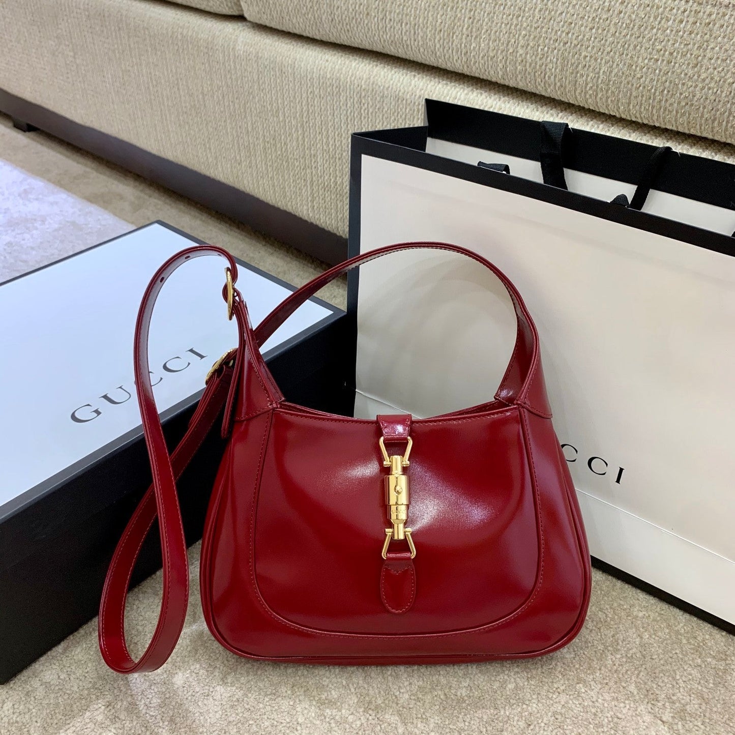 gg Jackie 1961 Small Shoulder Bag Red For Women 10.8in/27.4cm gg ‎636709 10O0G 6638
