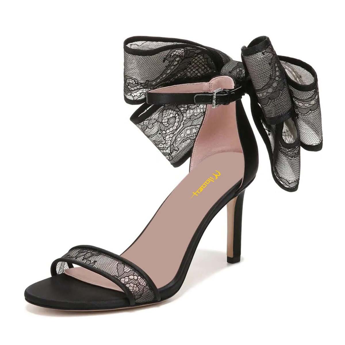 Elegant Lace Bow Stiletto Heel Ankle Strap Dress Sandals for Women