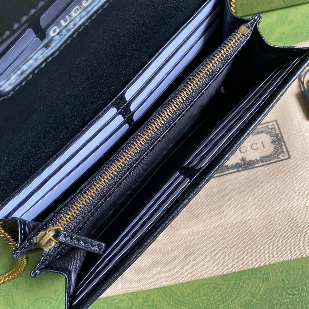 gg Diana Chain Wallet With Bamboo Black For Women, Women&#8217;s Bags 7.4in/19cm gg 658243 17Q0T 1000