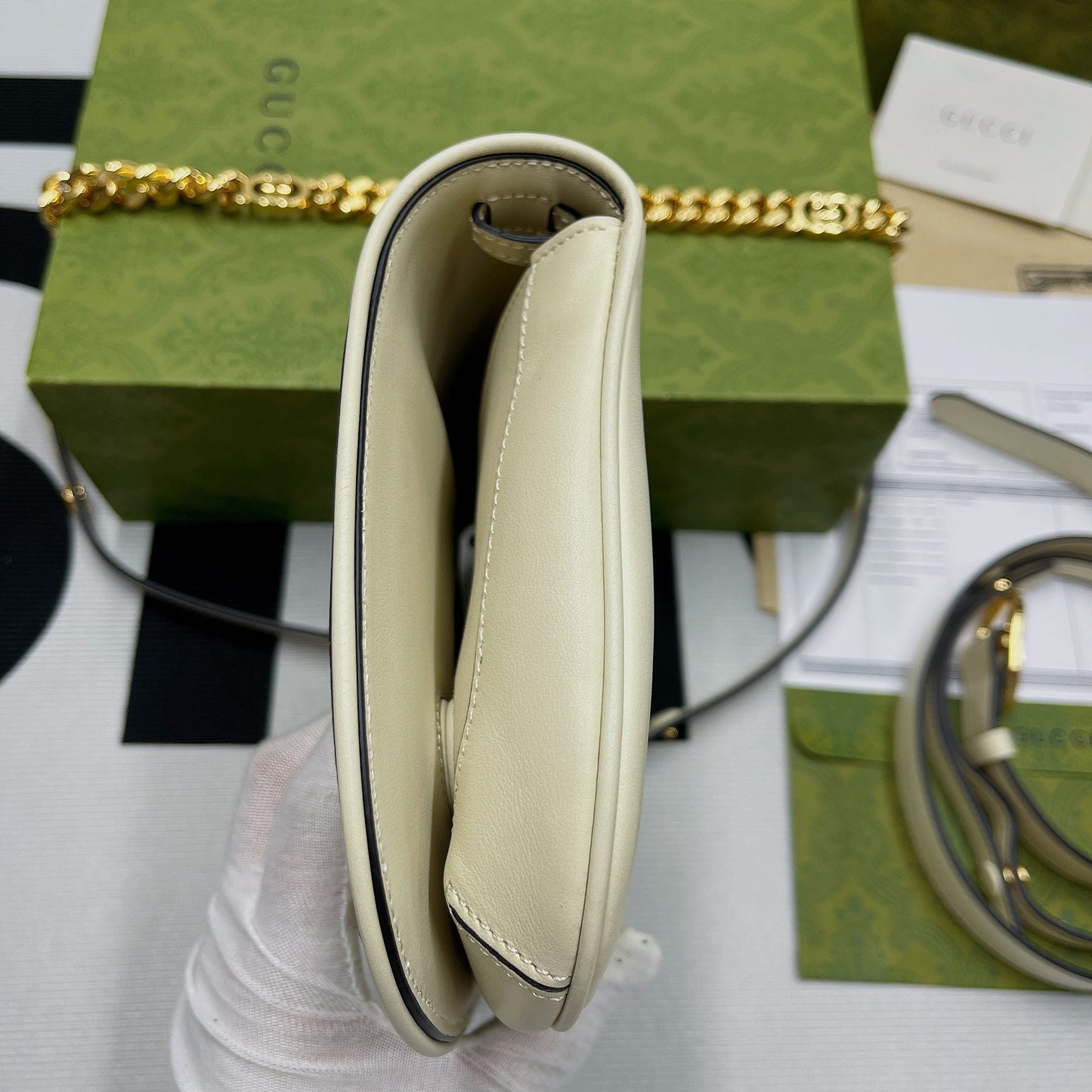gg Blondie Shoulder Bag White For Women, Women&#8217;s Bags 11in/28cm gg 699268 UXX0G 9022