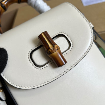 gg Bamboo Mini Handbag White For Women, Women&#8217;s Bags 6.2in/16cm gg 702106 UZY0T 9022