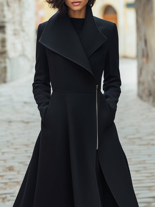 Dramatic Flare Wool-Blend Maxi Coat