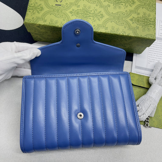 gg Marmont Super Mini Bag Blue For Women, Women&#8217;s Bags 6.2in/17cm gg 476433 DTD5F 4340