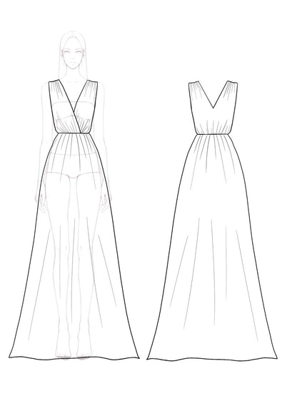 Formal Orange Evening Gown Pleated Sleeveless V-neck Maxi Dress