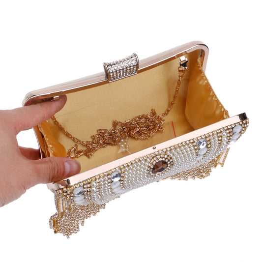 Diamond-Studded Party Tassel Fringe Shiny Bag Chain Handbag