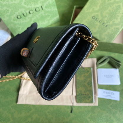 gg Diana Chain Wallet With Bamboo Black For Women, Women&#8217;s Bags 7.4in/19cm gg 658243 17Q0T 1000