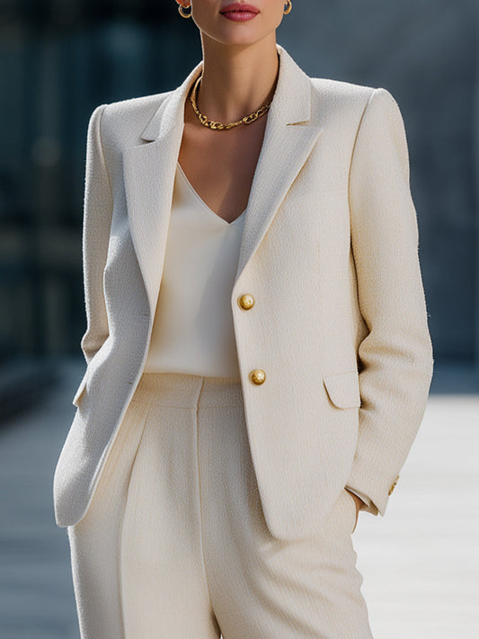 Elegant Tailored Blazer And Wide-Leg Pants Set