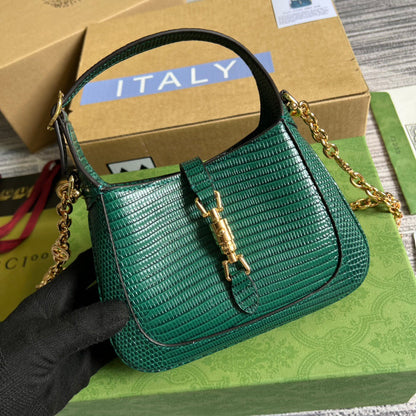 gg Jackie 1961 Lizard Mini Bag Green For Women, Women&#8217;s Bags 7.5in/19cm gg ‎