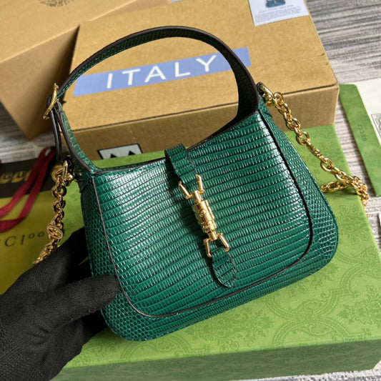 gg Jackie 1961 Lizard Mini Bag Green For Women, Women&#8217;s Bags 7.5in/19cm gg ‎