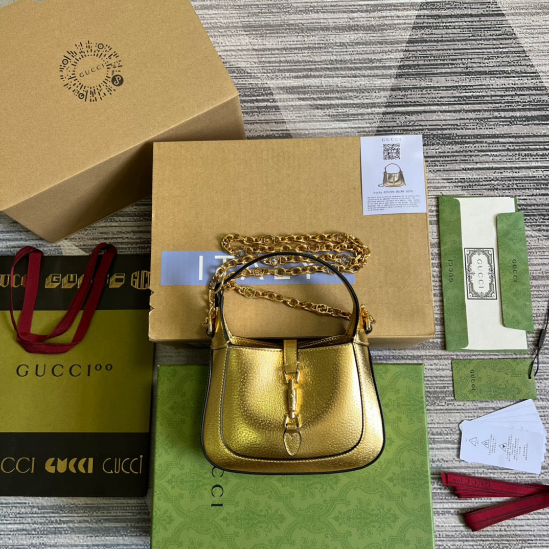 gg Jackie 1961 Lizard Mini Bag Gold For Women, Women&#8217;s Bags 7.5in/19cm gg ‎