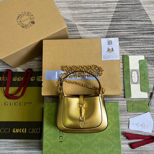 gg Jackie 1961 Lizard Mini Bag Gold For Women, Women&#8217;s Bags 7.5in/19cm gg ‎
