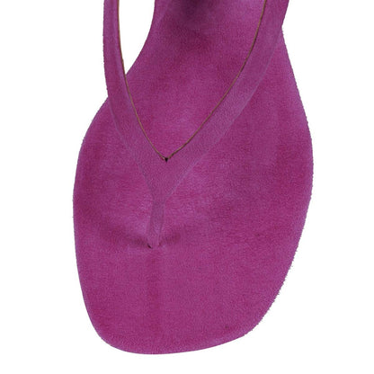 Flip Flop Square Toe Block Heel Purple Summer Sandals for Women