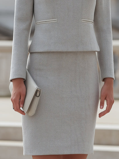 Elegant Herringbone Texture Two-Piece Suit Set