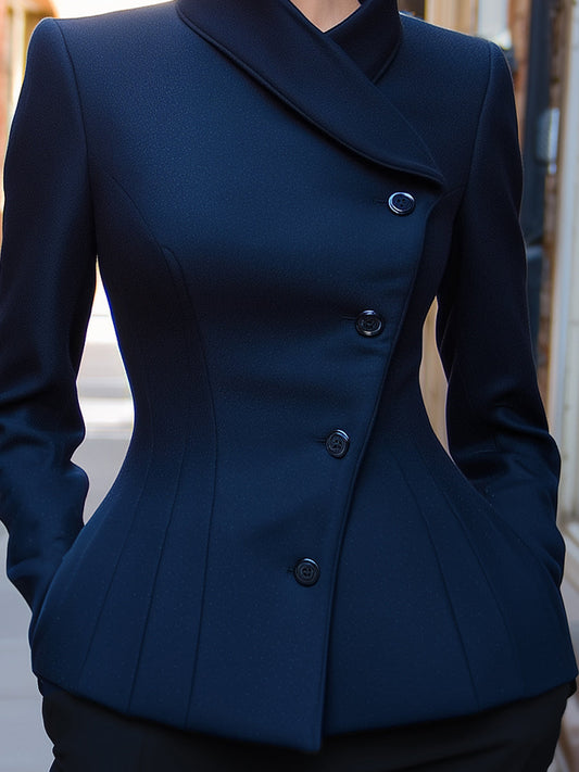 Elegant Sculpted High-Collar Hourglass Blazer