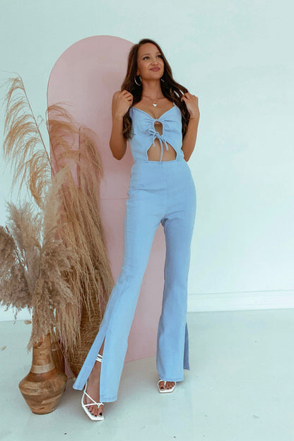 Flare Denim Jumpsuit