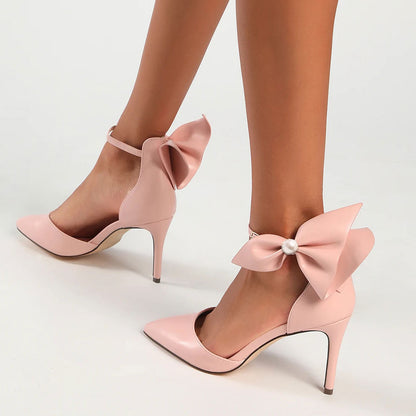 Elegant Pink Pointed Toe Ankle Strap Pumps Heels for Women
