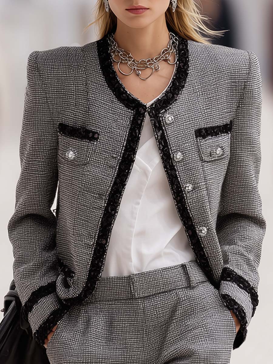 Elegant And Classic Grey Covered Woolen Jacket