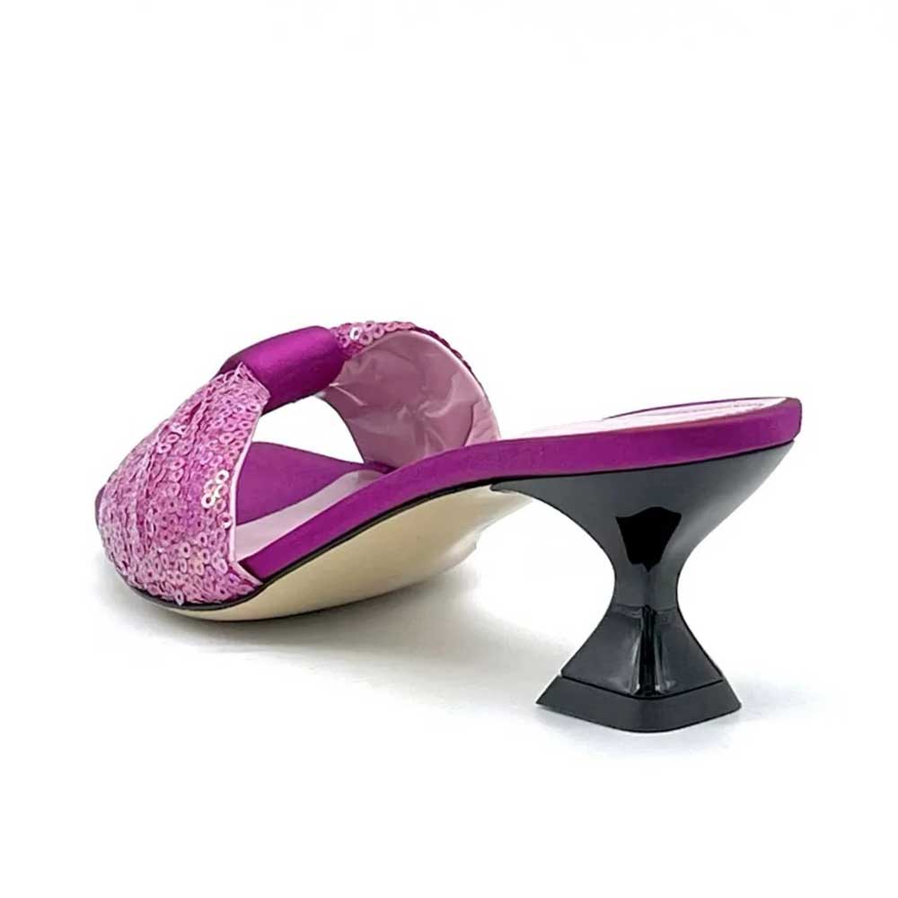 Elegant Purple Square Toe Mid Spool Heel Women's Mules Shoes