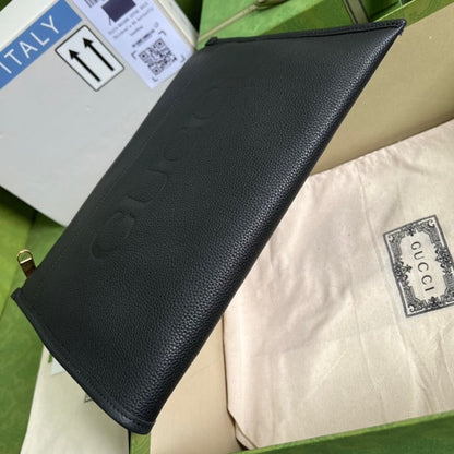 gg Clutch With gg Logo Black For Men 12in/31cm  gg