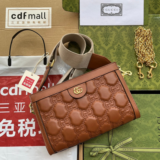 gg Matelassé Small Bag Brown For Women, Women&#8217;s Bags 10.2in/26cm gg‎ 702200 UM8HG 2595