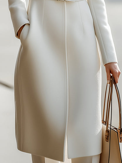 Elegant Belted Stand-Collar Coat