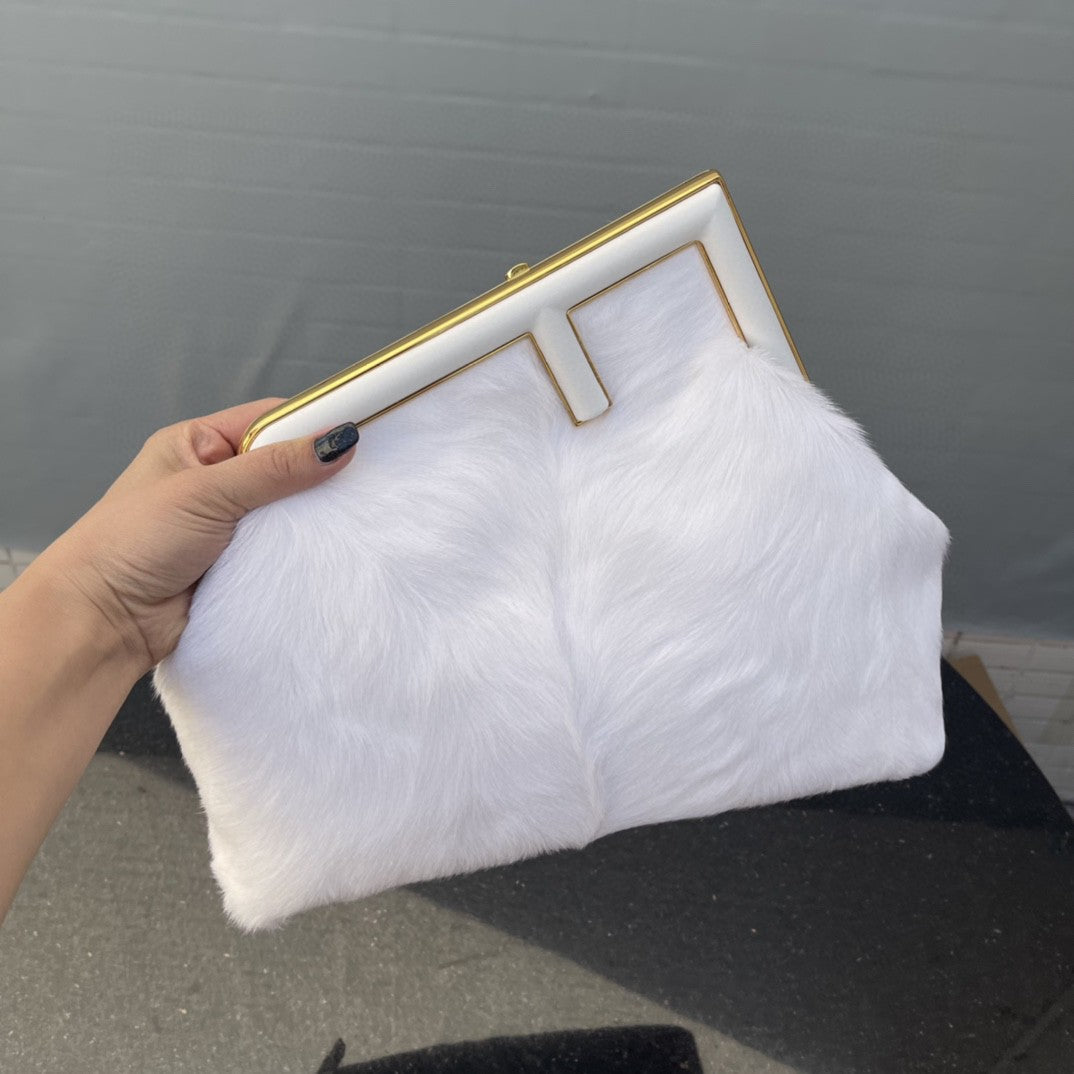 FI First Medium White Fox Fur Bag For Woman 32.5cm/13in