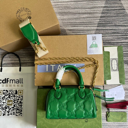 gg Matelasse Top Handle Bag Green For Women, Women&#8217;s Bags 7.5in/19cm gg 702251 UM8HG 3389
