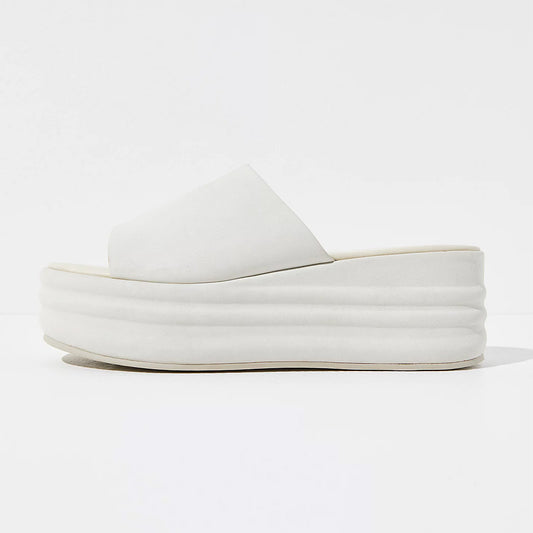 Elegant Open Toe Platform Slip On High Heel White Wedge Sandals
