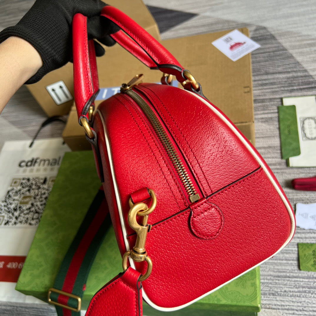 gg x Adidas Mini Duffle Bag Red For Women, Women&#8217;s Bags 12.4in/32cm gg 702397 U3ZCT 6563