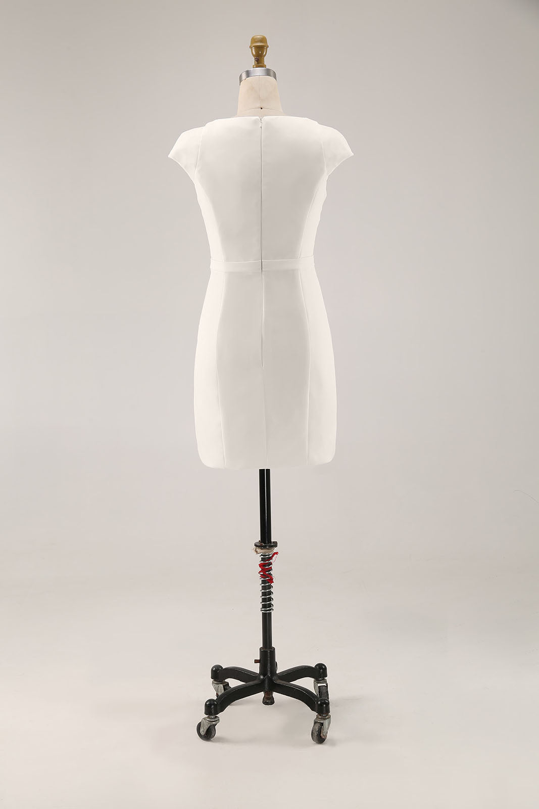 Elegant Cocktail Dress Deep V Fitted White Knee-Length Dress