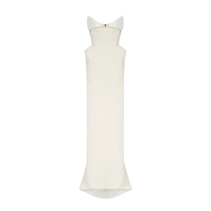 Alba White Barrel Waist Corset Maxi Dress