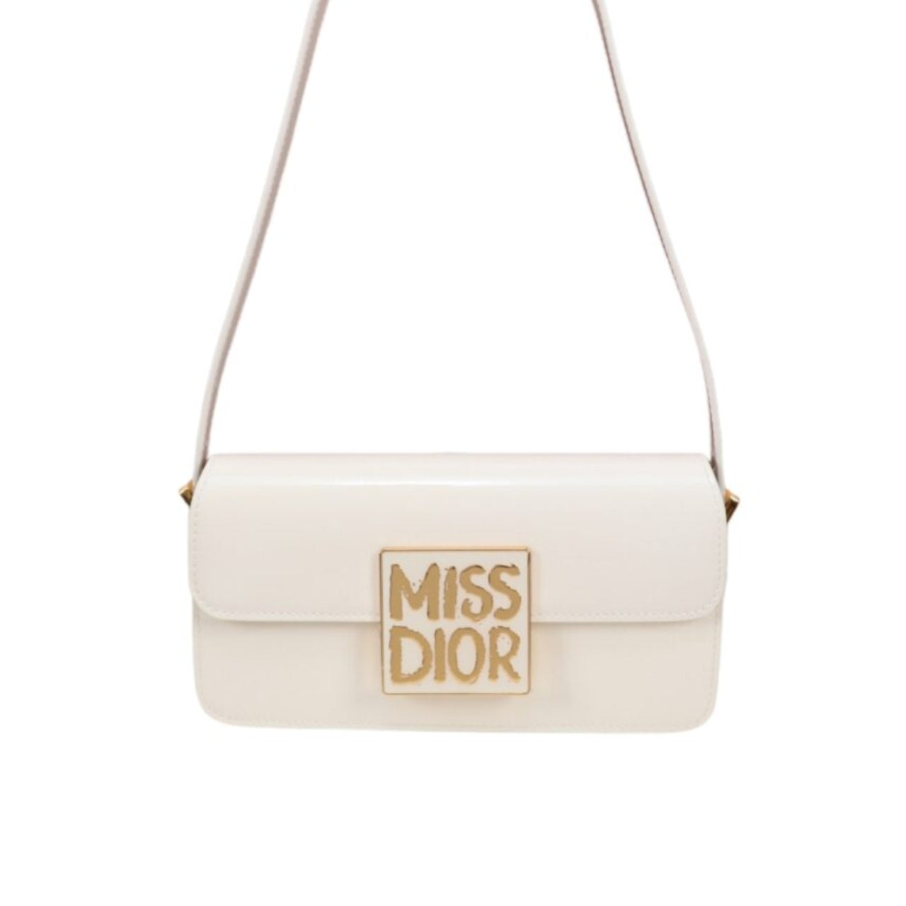 DIOR MISS DIOR FLAP BAG PATENT CALFSKIN WHITE 22CM
